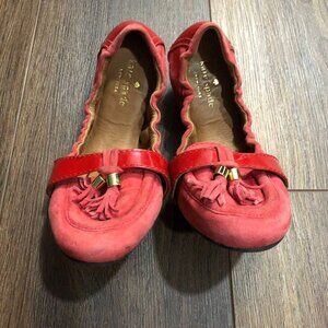 Kate Spade Slip On Ballet Flats Womens Size 8m Red Tassel Suede Everyday Preppy